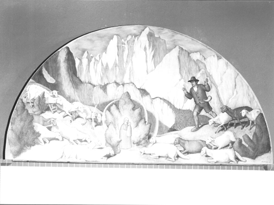 Origine del santuario, Apparizione della Madonna ad un pastore (dipinto) - ambito Italia nord-orientale (sec. XX)