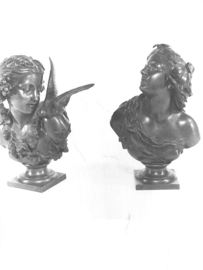 La feé des eaux, Fata delle acque, busto di fanciulla con libellula sul capo e foglie di ninfea sul petto (scultura, pendant) di Fraikin Charles Auguste (sec. XIX)