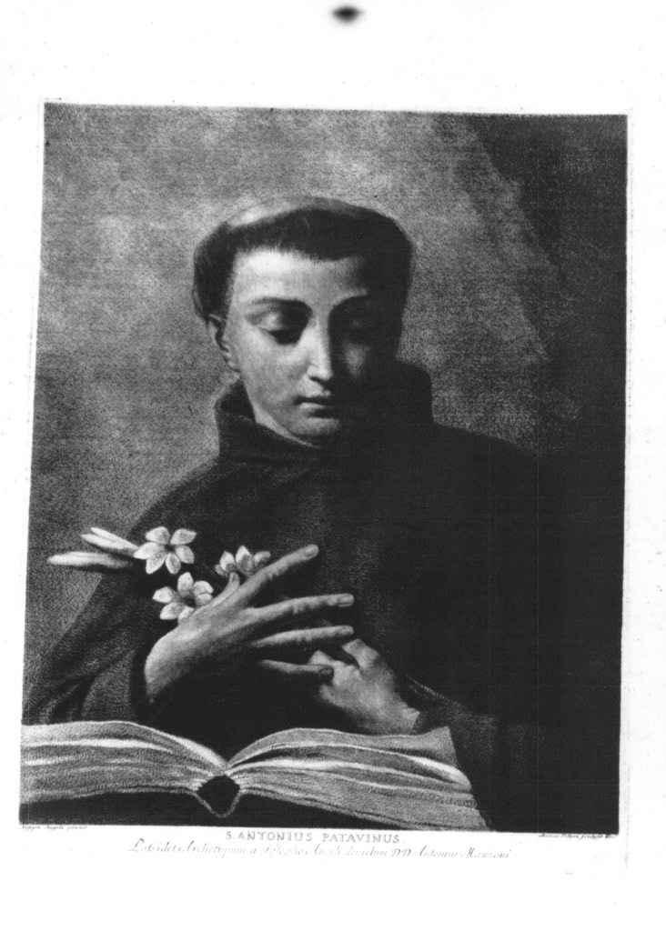 Sant'Antonio da Padova (stampa) di Pitteri Marco Alvise, Angeli Giuseppe (sec. XVIII)