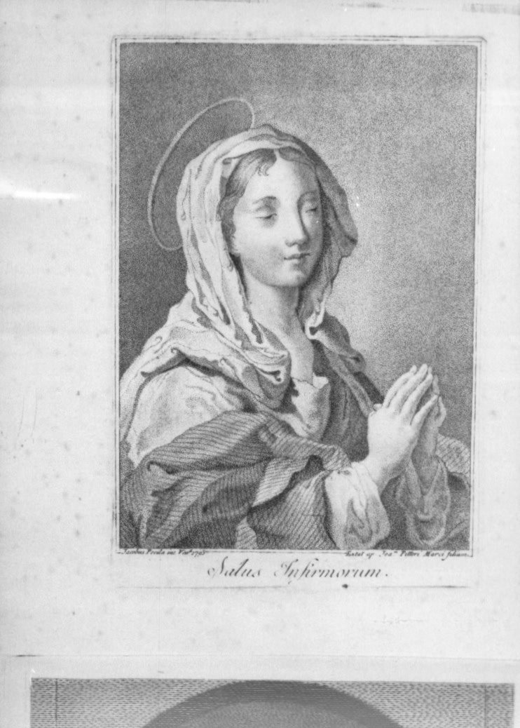 Madonna orante (stampa) di Pecila Giacomo (sec. XVIII)
