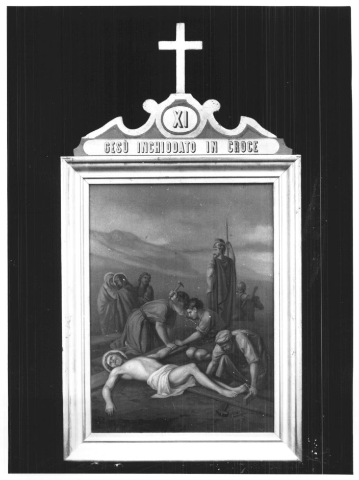 Stazione XI: Gesù inchiodato alla croce (dipinto) - ambito friulano (sec. XX)