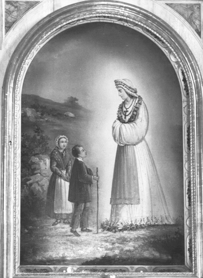 Apparizione della Beata Vergine della Salette a du (pala d'altare) - ambito friulano (terzo quarto sec. XIX)