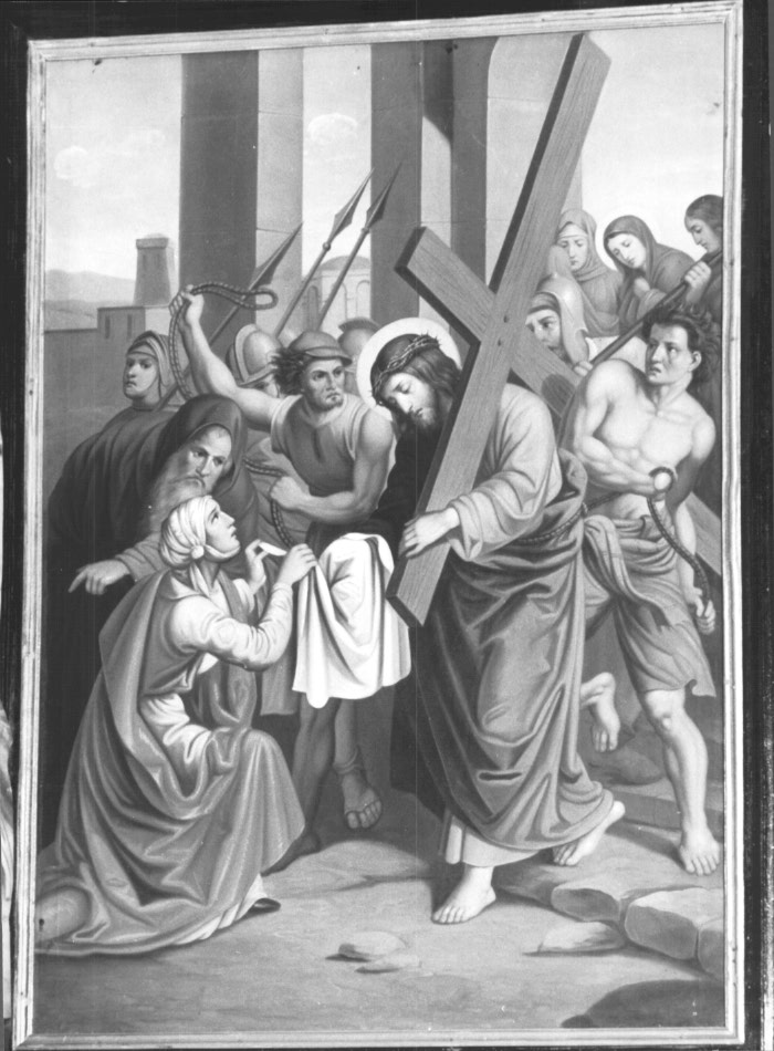 Stazione VI: Gesù asciugato da Santa Veronica (dipinto) - ambito sloveno (sec. XIX)