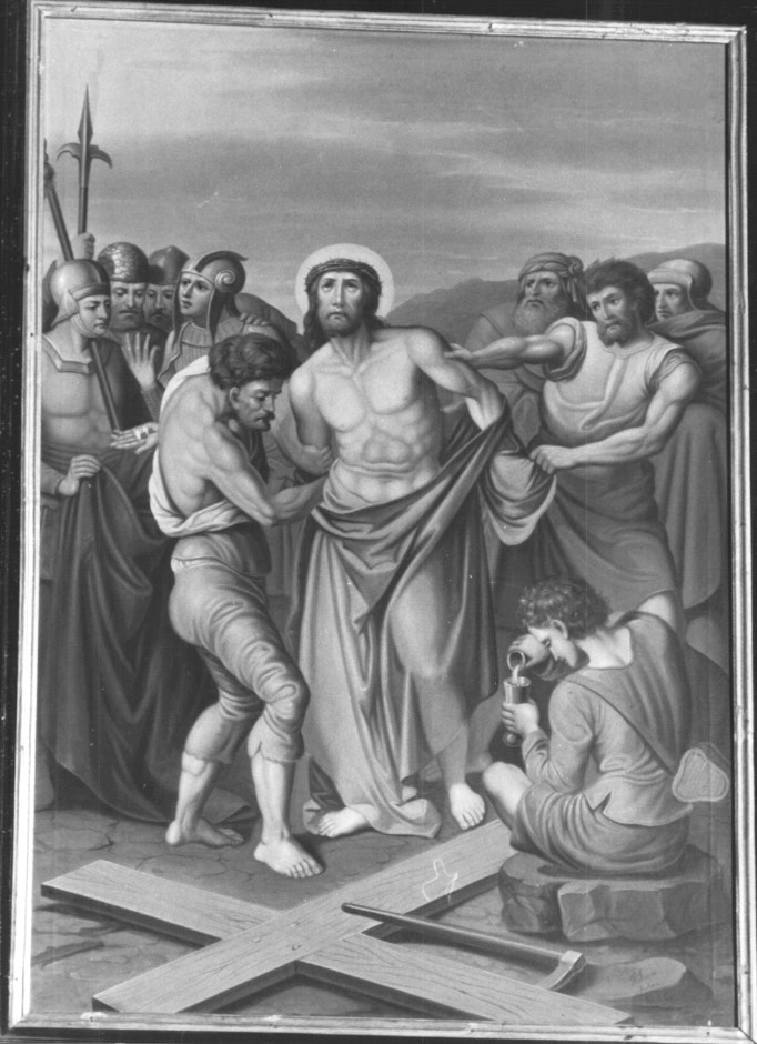 Stazione X: Gesù spogliato e abbeverato di fiele (dipinto) - ambito sloveno (sec. XIX)