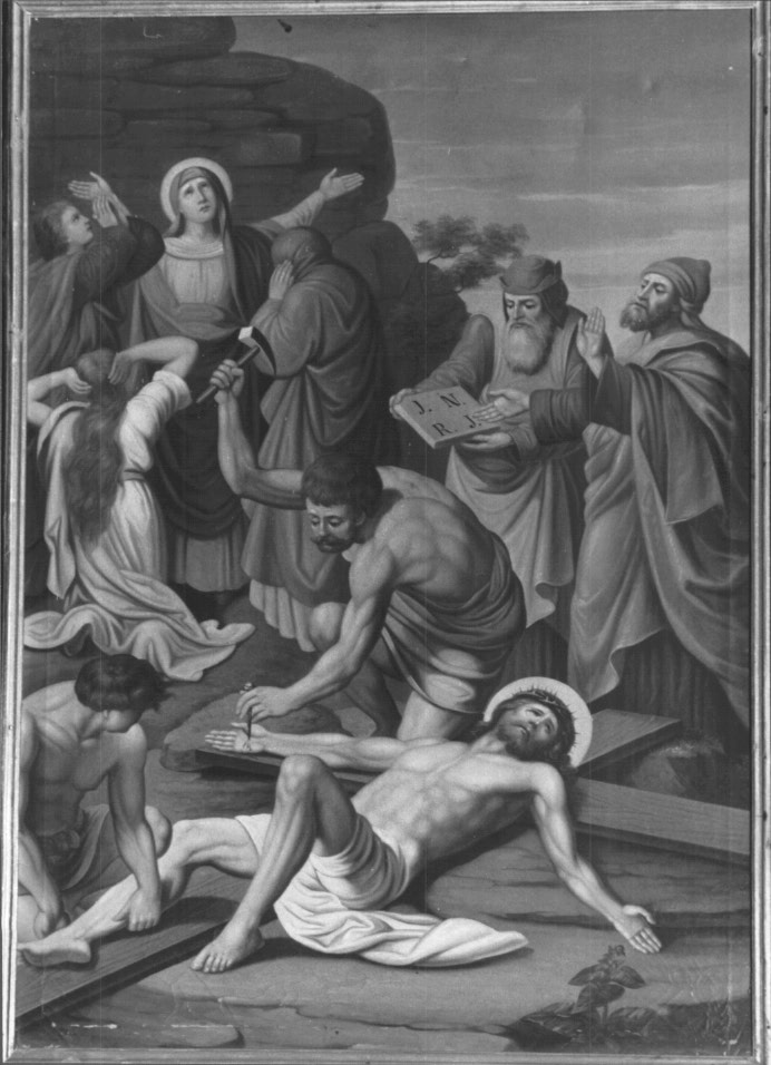 Stazione XI: Gesù inchiodato alla croce (dipinto) - ambito sloveno (sec. XIX)