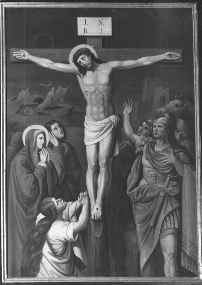 Stazione XII: Gesù innalzato e morto in croce (dipinto) - ambito sloveno (sec. XIX)