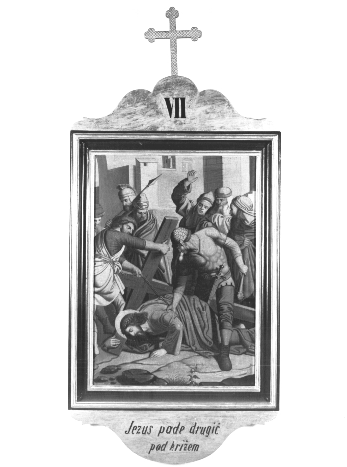 stazione VII: Gesù cade sotto la croce la seconda volta (dipinto) - ambito sloveno (prima metà sec. XX)