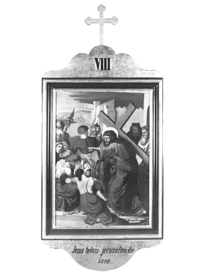 stazione VIII: Gesù consola le donne di Gerusalemme (dipinto) - ambito sloveno (prima metà sec. XX)