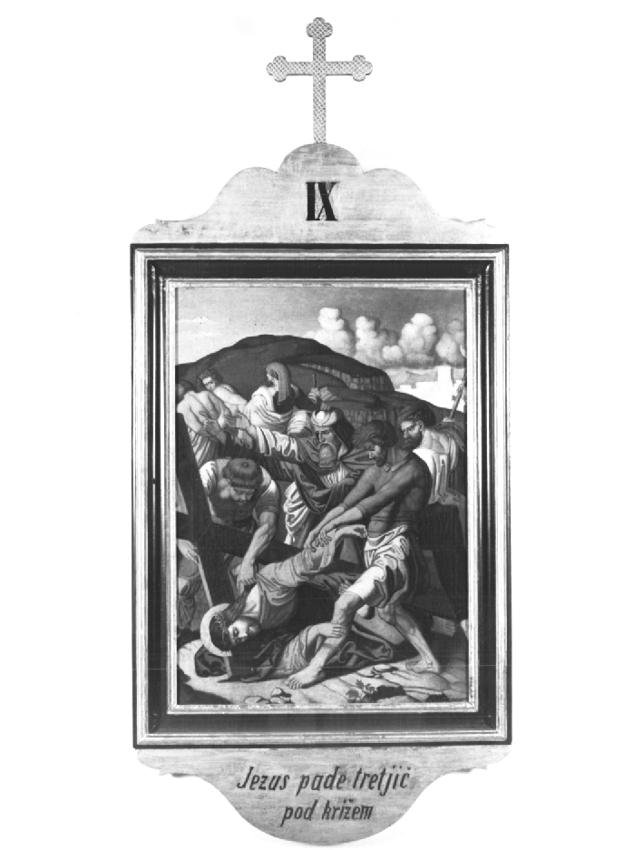 stazione IX: Gesù cade sotto la croce la terza volta (dipinto) - ambito sloveno (prima metà sec. XX)