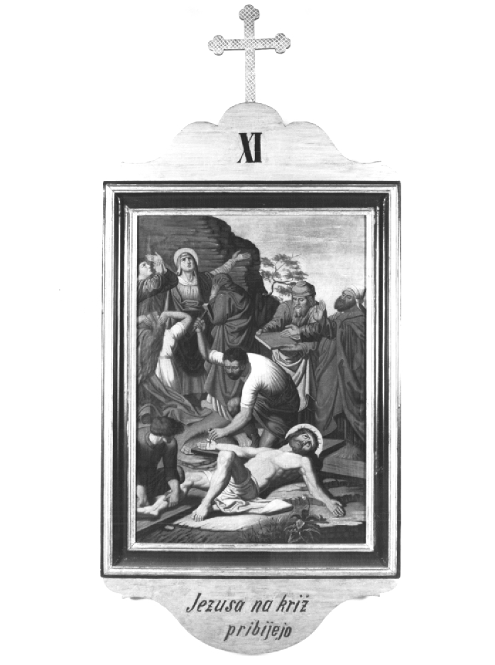 Stazione XI: Gesù inchiodato alla croce (dipinto) - ambito sloveno (prima metà sec. XX)
