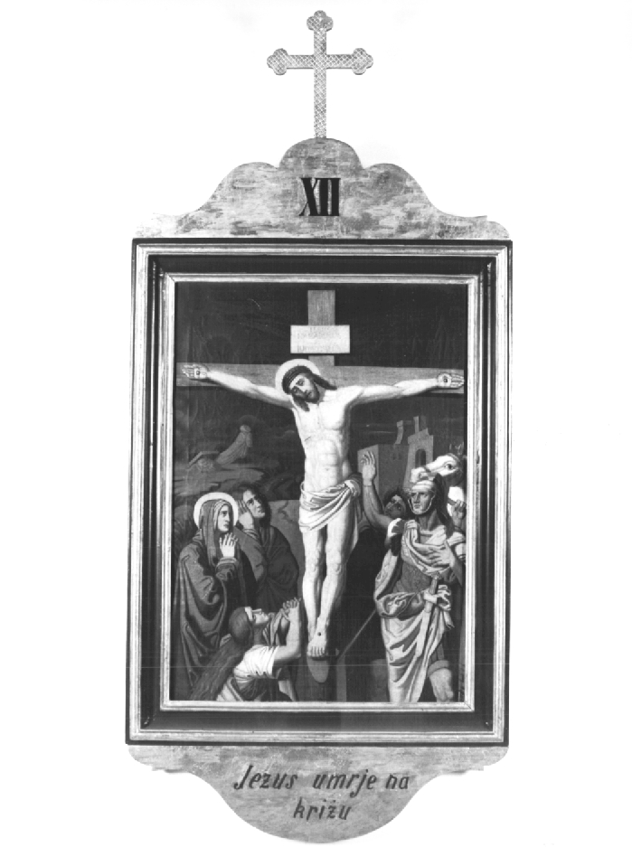 Stazione XII: Gesù innalzato e morto in croce (dipinto) - ambito sloveno (prima metà sec. XX)
