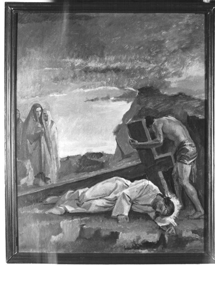 Stazione IX: Gesù cade sotto la croce la terza volta (dipinto) - ambito Italia nord-orientale (prima metà sec. XX)