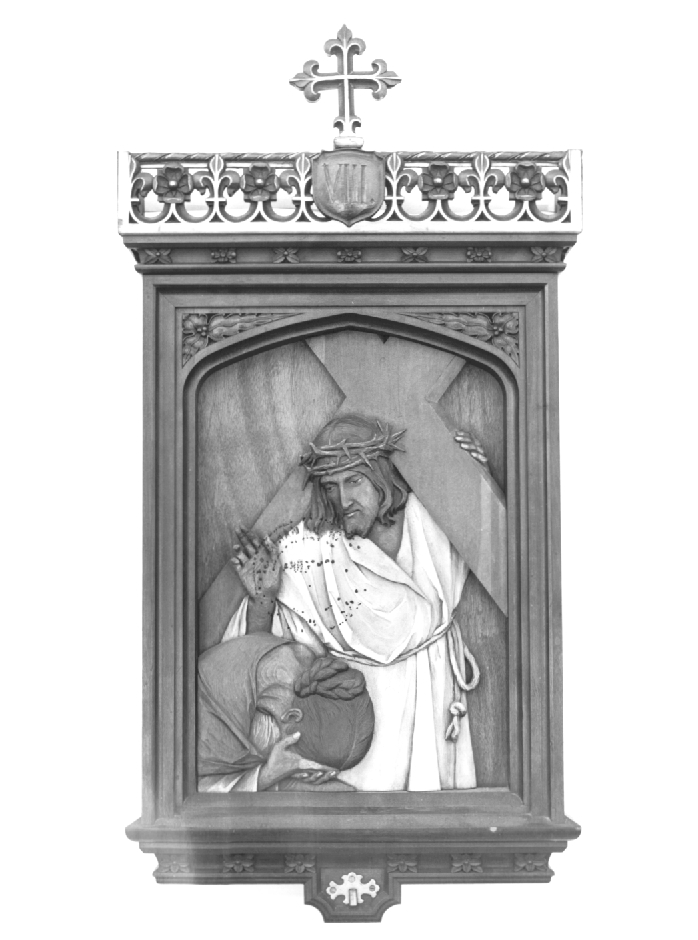 Stazione VIII: Gesù consola le donne di Gerusalemme (formella) - ambito Italia nord-orientale (prima metà sec. XX)