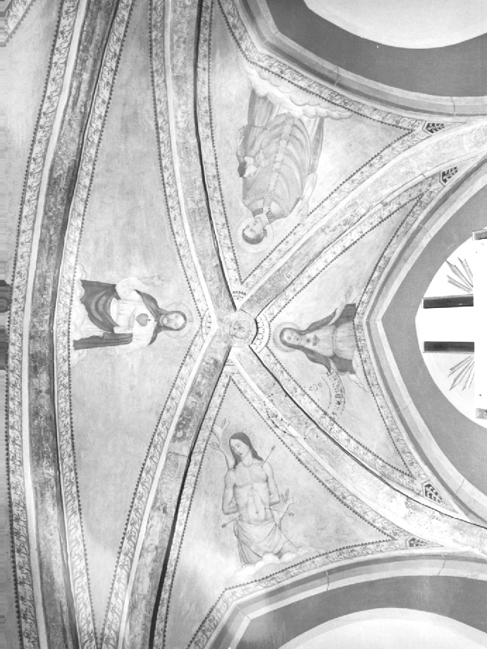 Sacro Cuore di Gesù/ Sacro Cuore di Maria/ Santi (dipinto) di Moracutti Antonio (sec. XX)