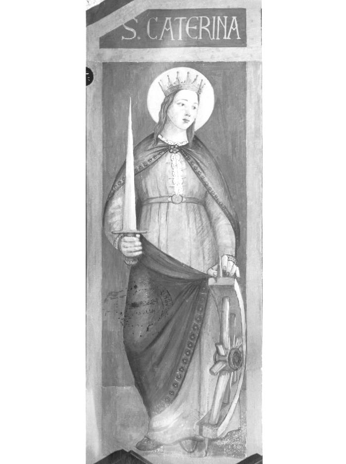 Santa Caterina d'Alessandria/ Cristo consegna le chiavi a San Pietro (dipinto) di Moracutti Antonio (sec. XX)