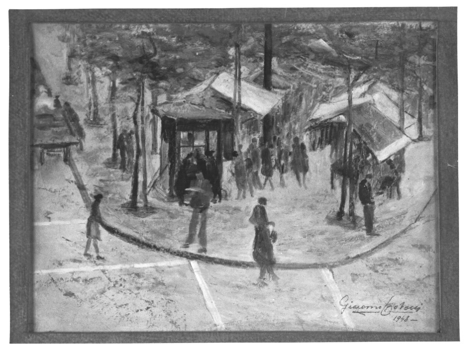 Piazza Garibaldi, veduta di piazza di Trieste (dipinto) - ambito Italia nord-orientale (sec. XX)