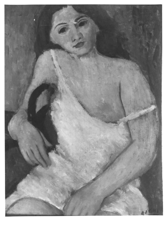 donna in sottoveste, figura femminile (dipinto) - ambito Italia nord-orientale (sec. XX)