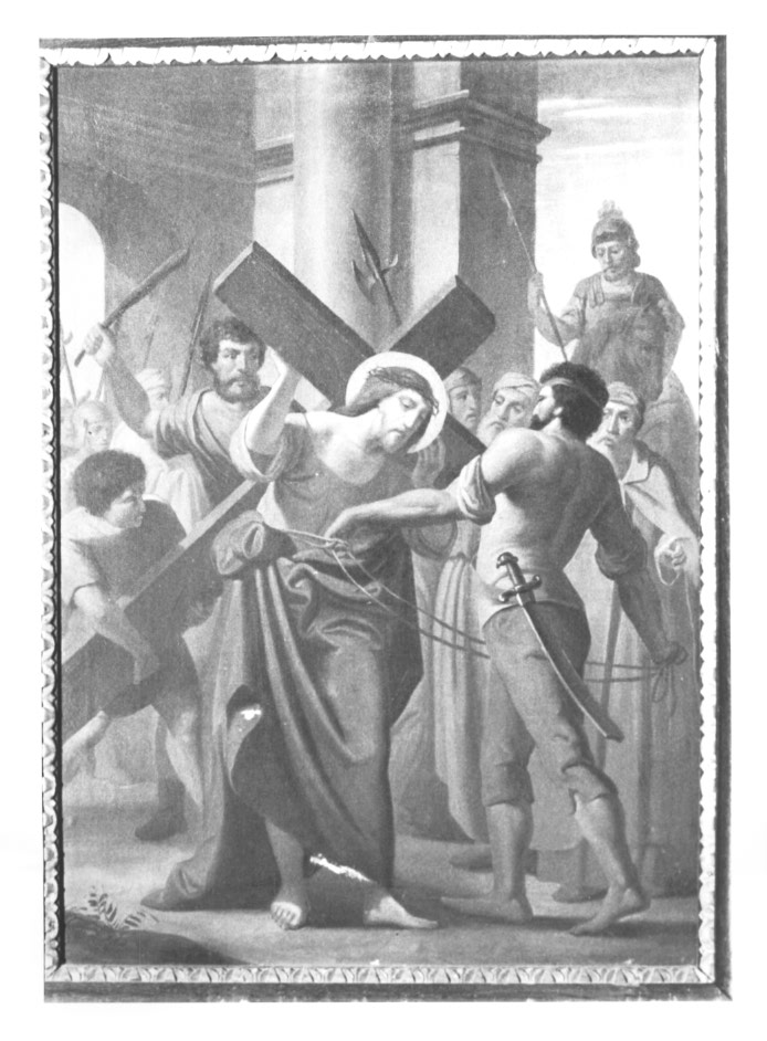 Stazione II: Gesù caricato della croce (dipinto) - ambito Italia nord-orientale (sec. XIX)