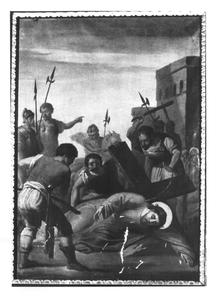 Stazione IX: Gesù cade sotto la croce la terza volta (dipinto) - ambito Italia nord-orientale (sec. XIX)