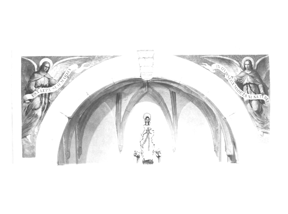 Angeli reggicartiglio (dipinto) - ambito Italia nord-orientale (sec. XX)