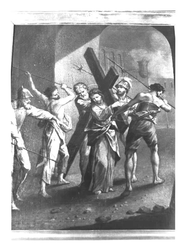 Stazione II: Gesù caricato della croce (dipinto) - ambito Italia nord-orientale (sec. XIX)