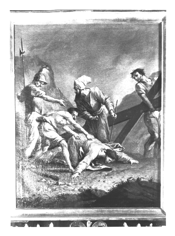 Stazione IX: Gesù cade sotto la croce la terza volta (dipinto) - ambito Italia nord-orientale (sec. XIX)