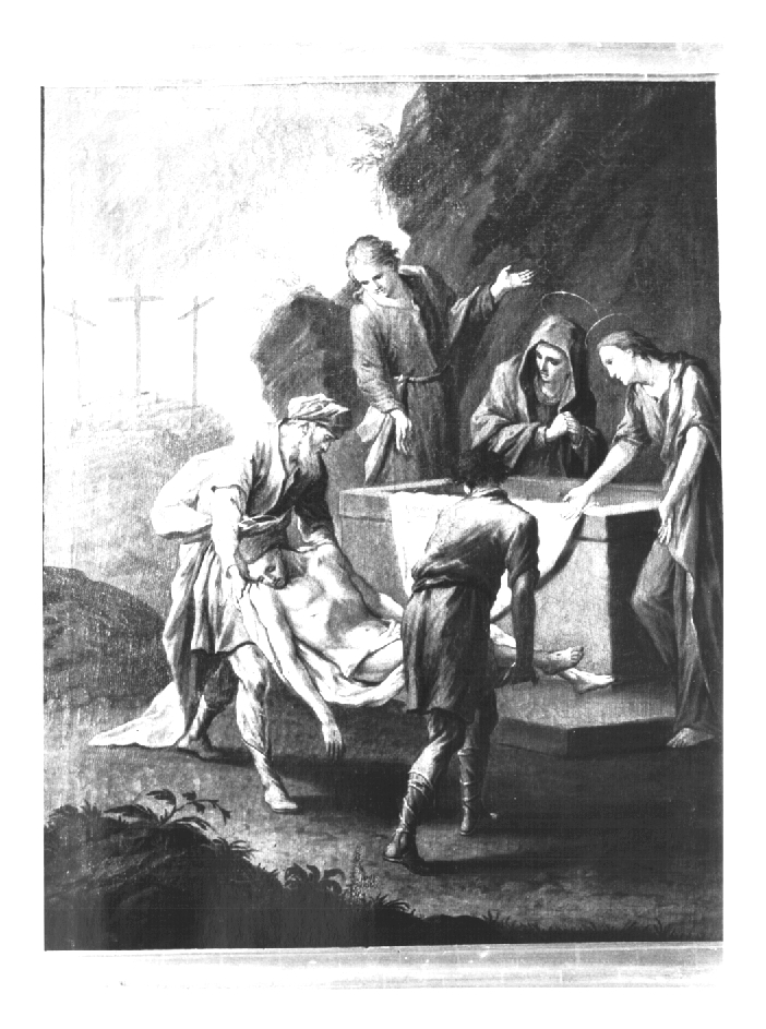 Stazione XIV: Gesù deposto nel sepolcro (dipinto) - ambito Italia nord-orientale (sec. XIX)