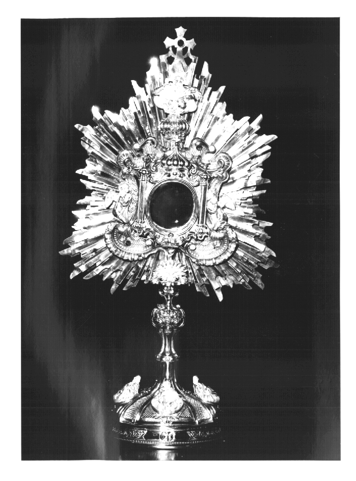 ostensorio - a raggiera - ambito Italia nord-orientale (inizio sec. XX)