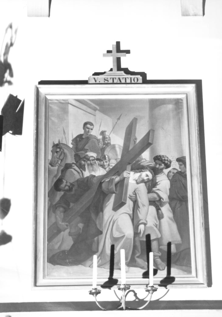 Stazione V: Gesù aiutato dal Cireneo a portare la croce (Via Crucis, elemento d'insieme) - ambito Italia nord-orientale (sec. XIX)
