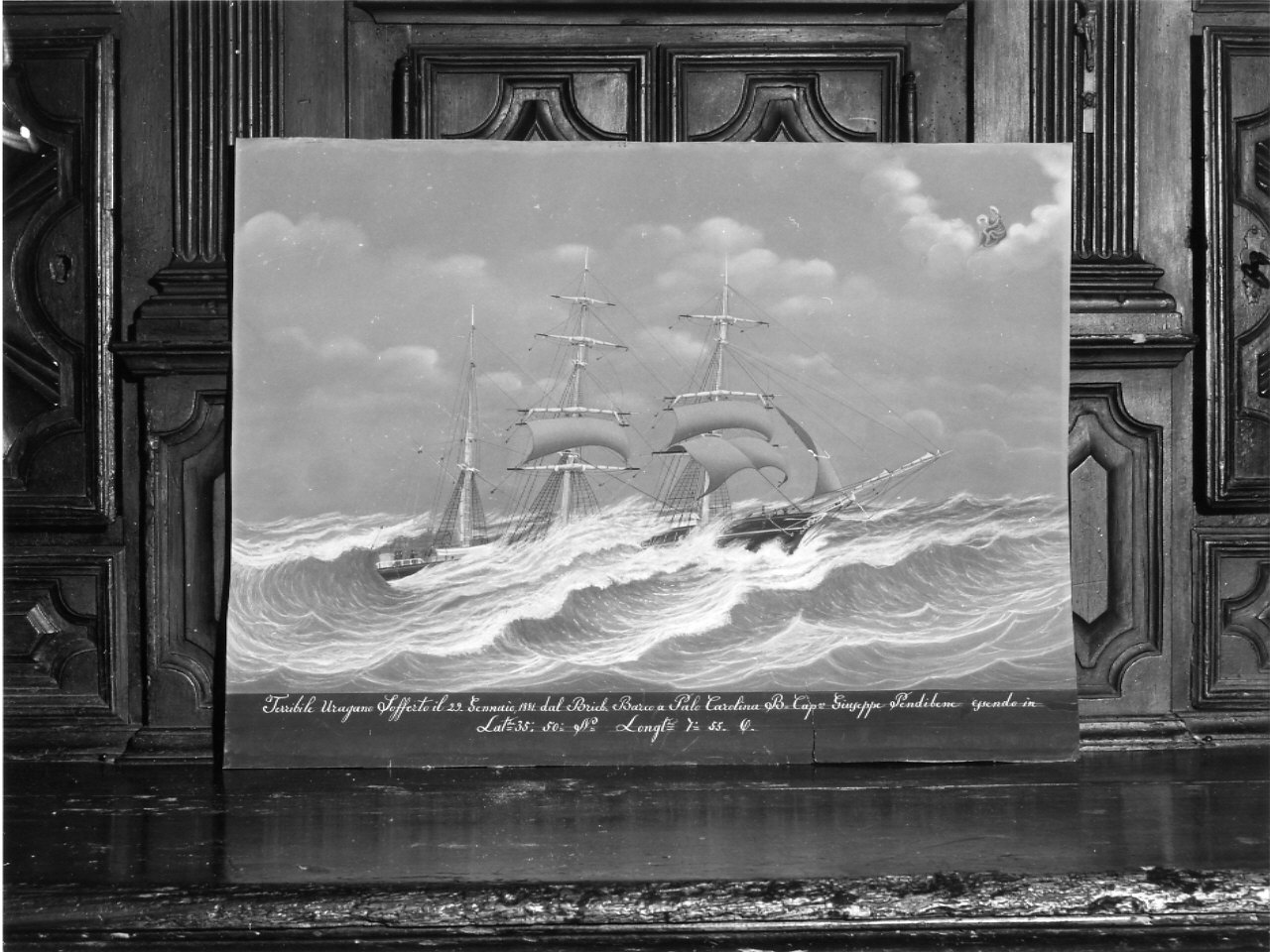 tempesta sul mare (ex voto, opera isolata) di Arpe Angelo (sec. XIX)