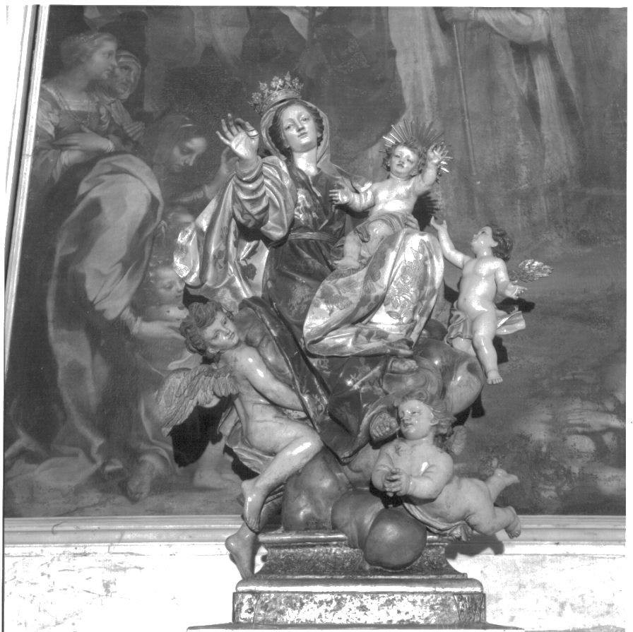 Nostra Signora del Monte Carmelo col Bambino e angeli (statua, opera isolata) di Maragliano Anton Maria (bottega) (sec. XVIII)