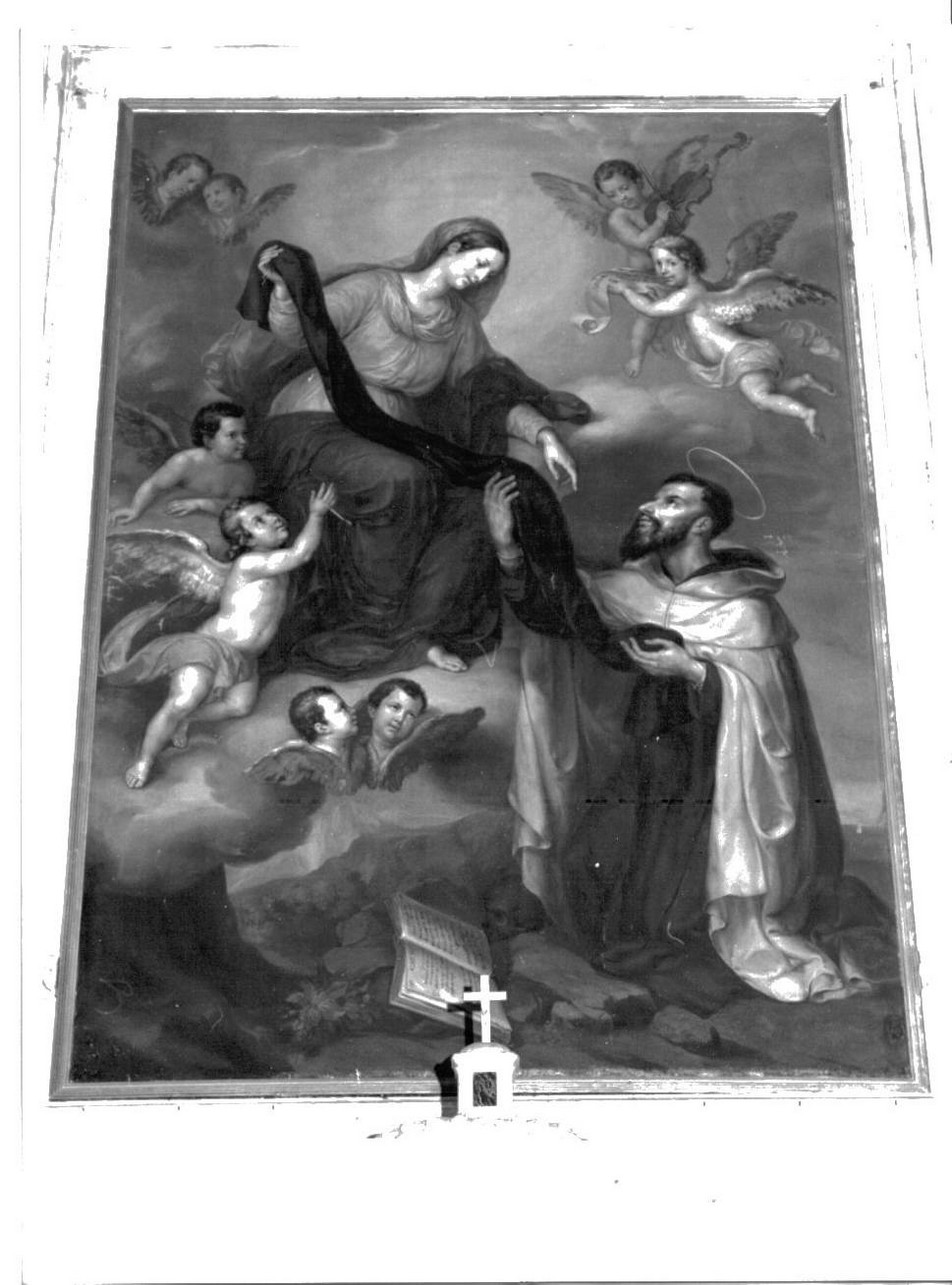 San Simone Stock riceve dalla Madonna lo scapolare (dipinto, elemento d'insieme) di Brilla Michele (prima metà sec. XIX)