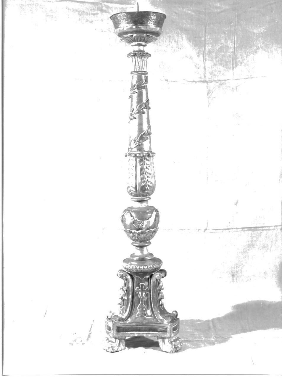 candeliere da chiesa, serie - bottega ligure (prima metà sec. XIX)