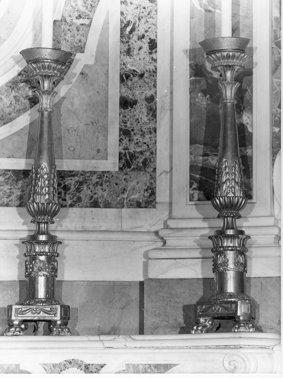 candeliere d'altare, serie - bottega ligure (prima metà sec. XIX)