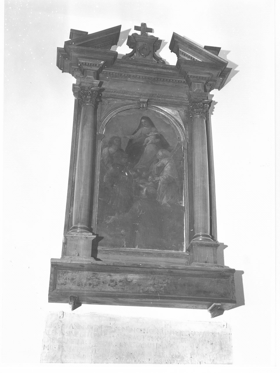 Madonna con Bambino in gloria con San Francesco d'Assisi, San Giorgio, San Giovanni Battista e San Domenico (dipinto, opera isolata) - ambito italiano (sec. XVII)