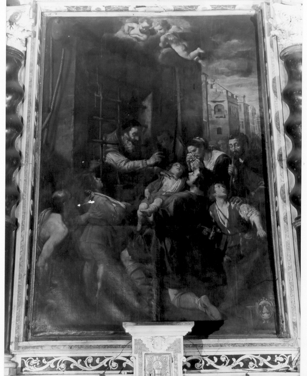 San Biagio guarisce un fanciullo (dipinto, opera isolata) di Fiasella Domenico detto Sarzana (attribuito) (primo quarto sec. XVII)