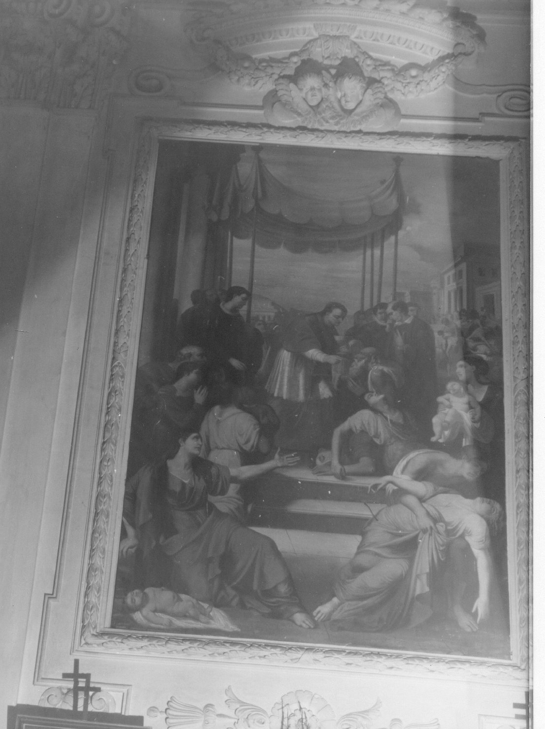 San Carlo Borromeo comunica gli appestati (dipinto, opera isolata) di Bozzano Giuseppe (attribuito) (secondo quarto sec. XIX)