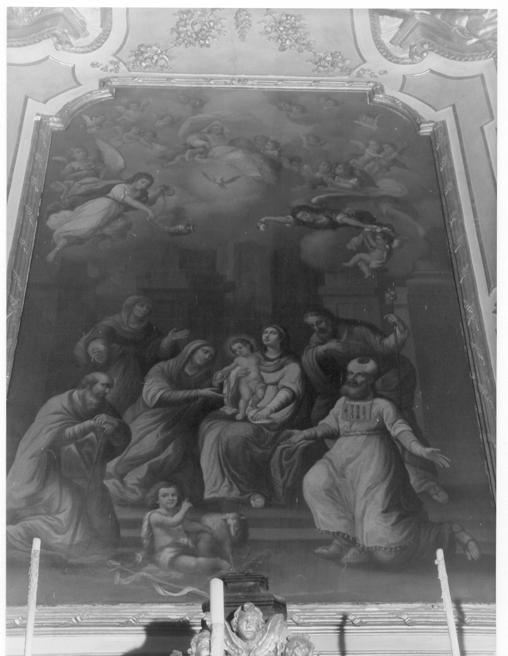 Sacra Famiglia con San Giovanni Battista bambino, Sant'Elisabetta, San Zaccaria, Sant'Anna e San Gioacchino (dipinto, opera isolata) di Soarez Vincenzo (attribuito) (ultimo quarto sec. XVIII)
