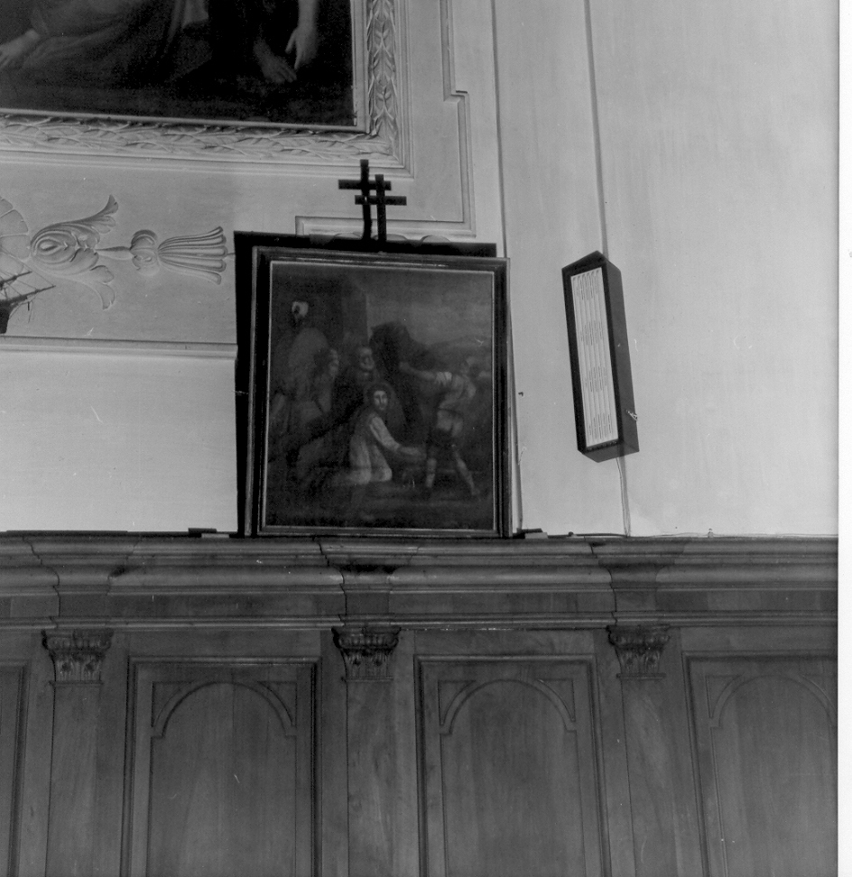 stazione V: Gesù aiutato da Simone il Cireneo a portare la croce (Via Crucis, elemento d'insieme) - ambito ligure (fine sec. XVIII)