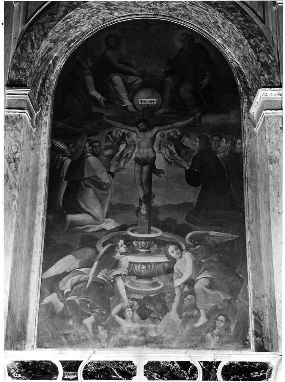 Cristo crocifisso e anime del purgatorio (dipinto, elemento d'insieme) - ambito ligure (prima metà sec. XVII)