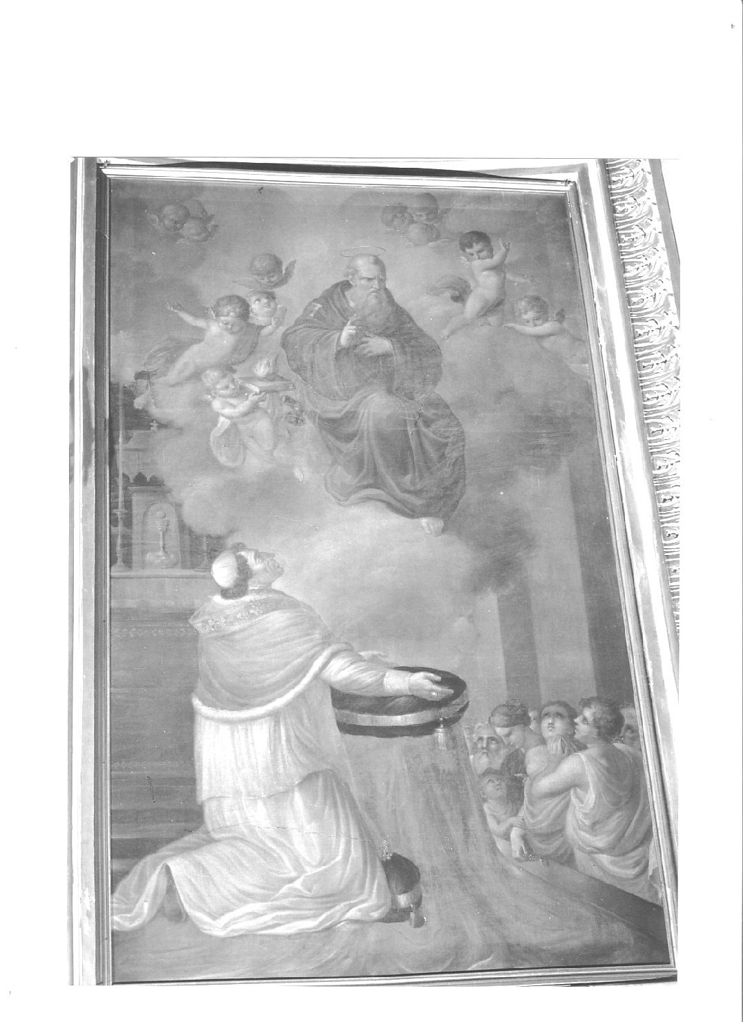 Pio VII intercede presso Sant'Antonio Abate per gli abitanti di Diano Marina (dipinto, opera isolata) - ambito ligure (sec. XIX)