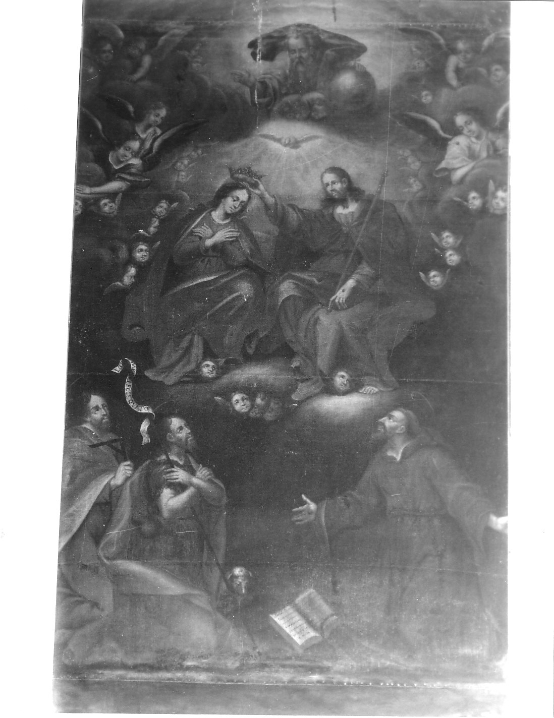 incoronazione di Maria Vergine tra santi e profeti (dipinto, opera isolata) - ambito ligure (fine/inizio secc. XVI/ XVII)