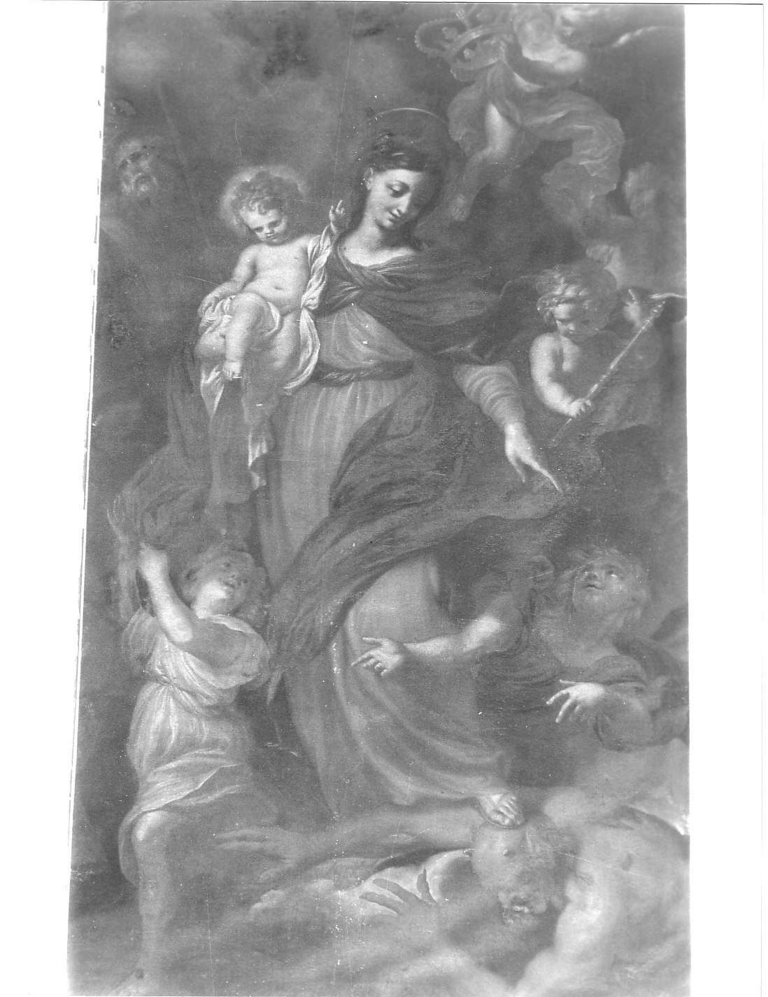 Madonna regina che sconfigge Satana (dipinto, opera isolata) di Piola Domenico (bottega) (seconda metà sec. XVII)