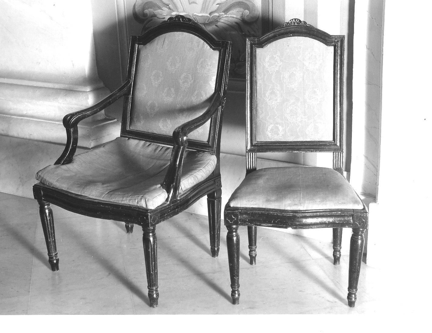 poltroncina, elemento d'insieme - PRODUZIONE LIGURE (prima metà sec. XVIII, sec. XIX)