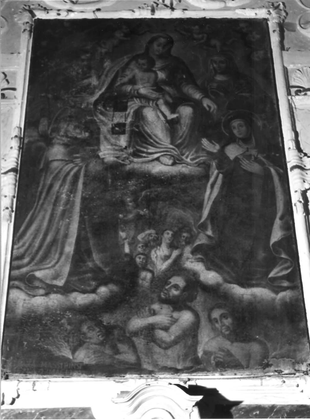 Madonna del Carmelo intercede per le anime del purgatorio (dipinto, opera isolata) di Massi Giovanni Battista (sec. XVII)