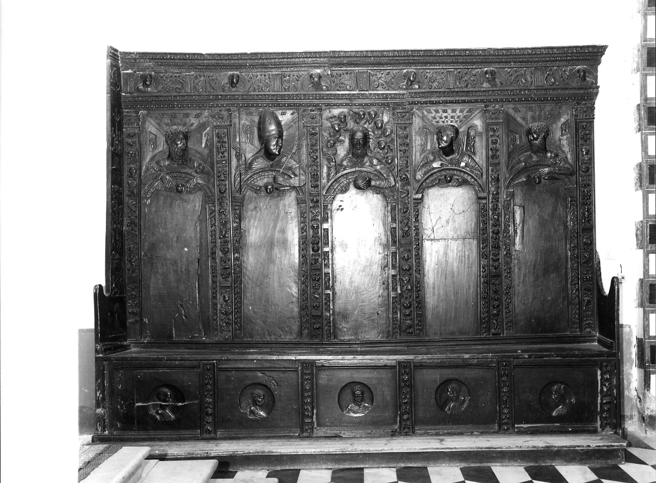 banco del coro, opera isolata - bottega lombarda (prima metà sec. XVI)