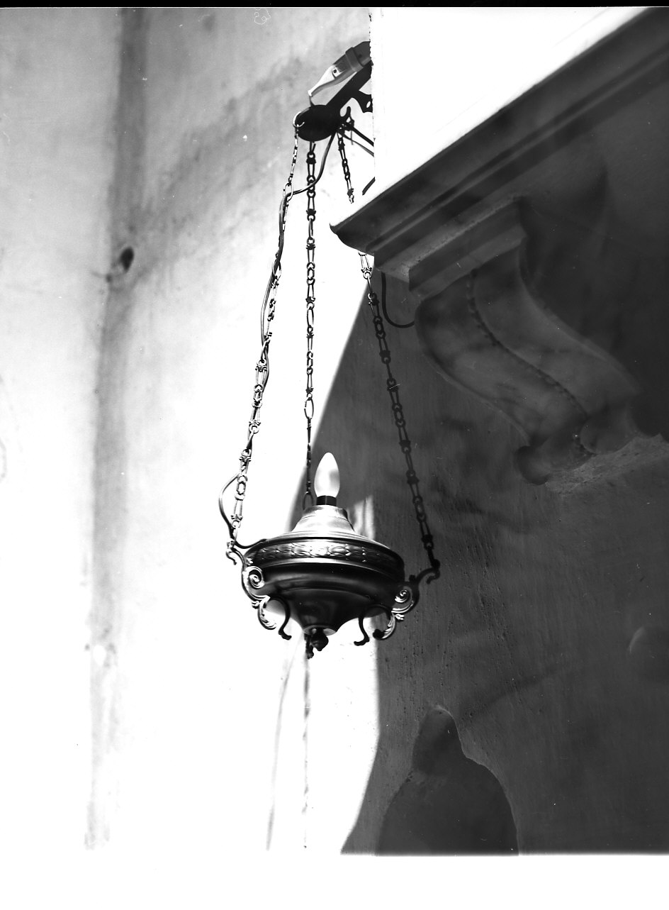 lampada pensile, coppia - bottega ligure (fine/inizio secc. XIX/ XX)