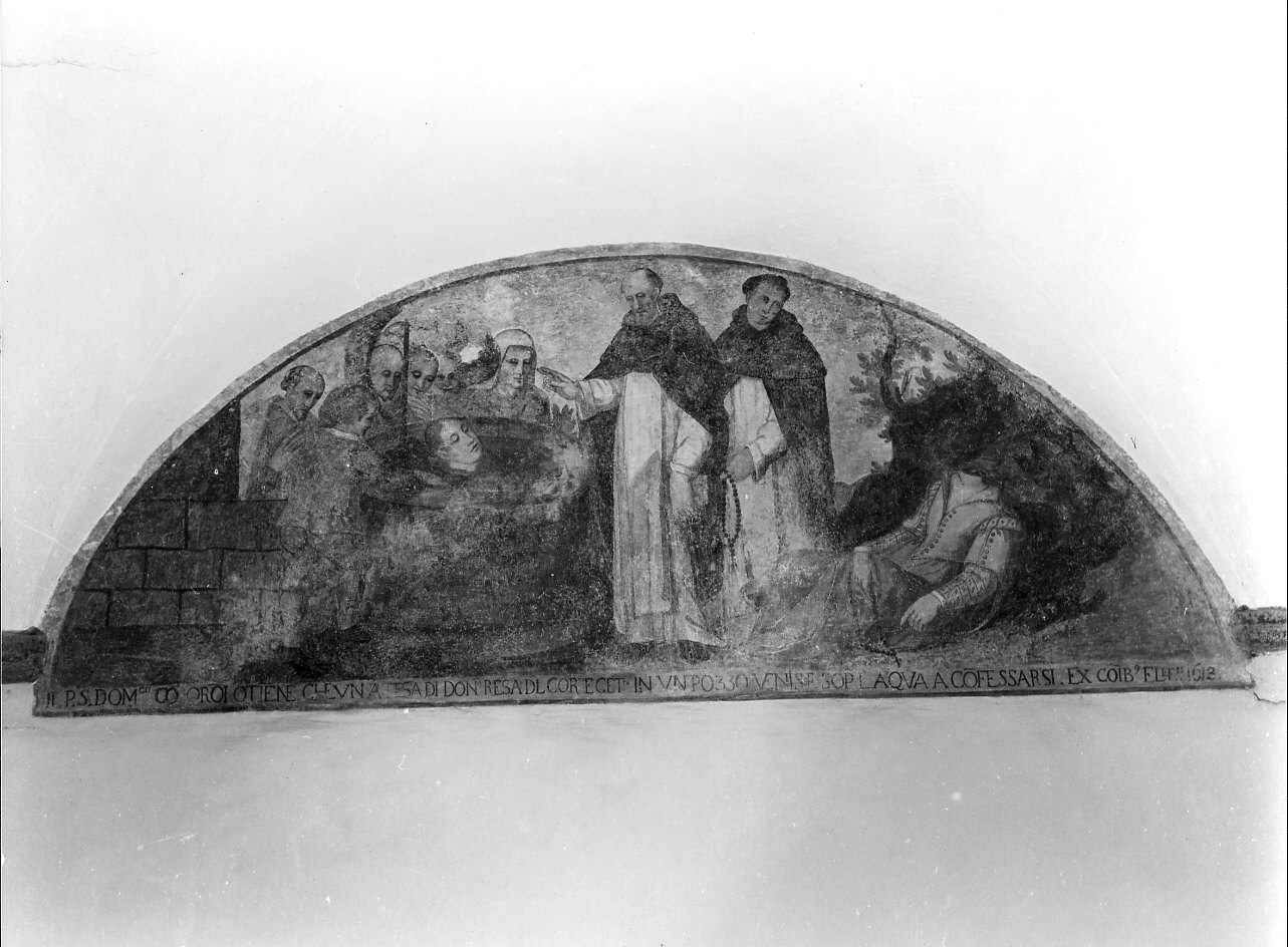 San Domenico benedice un uomo nel pozzo (dipinto, ciclo) - ambito italiano (sec. XVII)