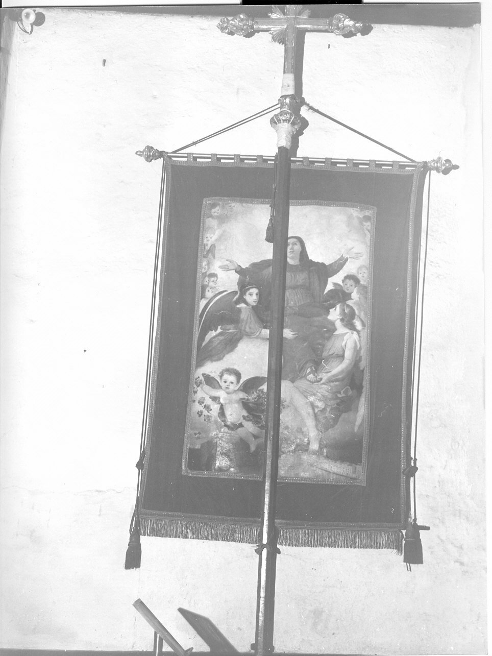 Madonna Assunta/ San Giorgio uccide il drago (stendardo processionale, opera isolata) - manifattura ligure (fine sec. XIX)