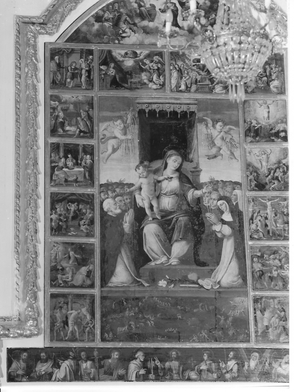 Madonna del Rosario con San Domenico e Santa Caterina da Siena (dipinto, elemento d'insieme) - ambito ligure (seconda metà sec. XVI)